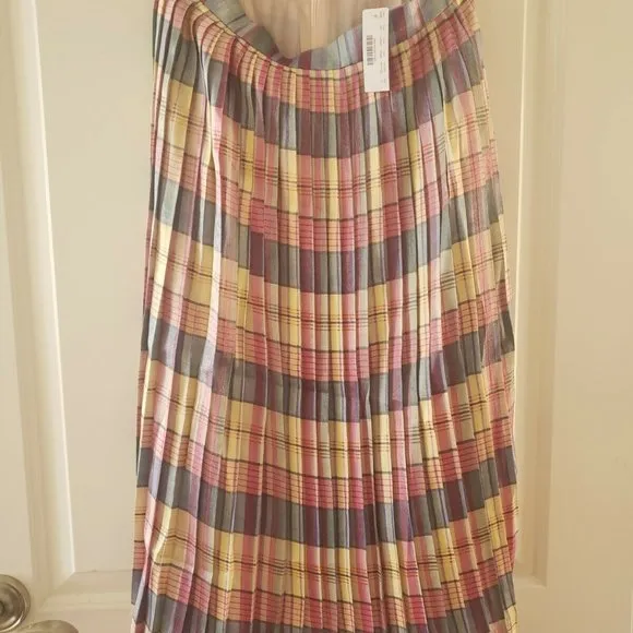 J. Crew Pleated Midi Skirt In Shimmering Plaid