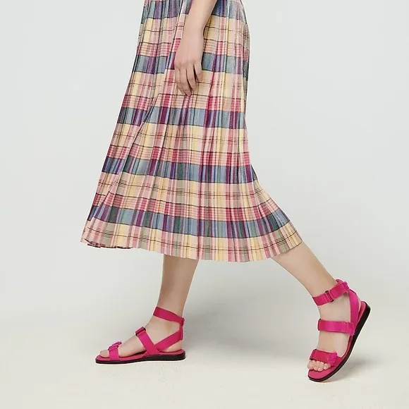 J. Crew Pleated Midi Skirt In Shimmering Plaid