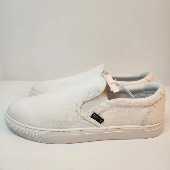 J Crew Road Trip Canvas Slip-On Sneakers White Women's SZ 10M - ATB45 NWT