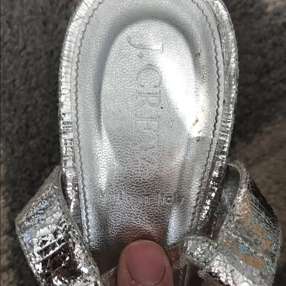 J. Crew silver t strap sandals