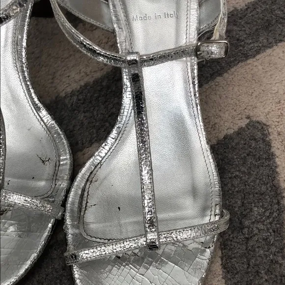 J. Crew silver t strap sandals