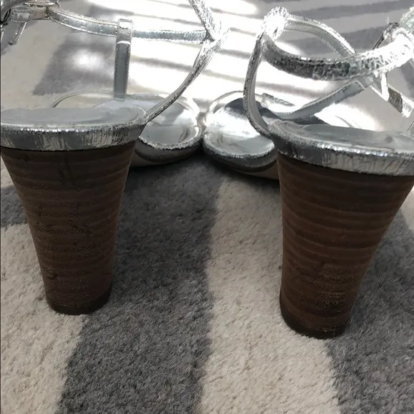 J. Crew silver t strap sandals