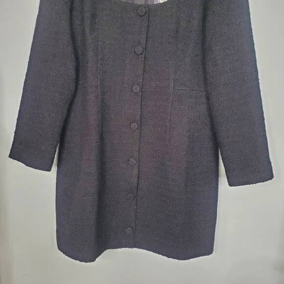 J Crew Sophia Mini Dress Maritime Tweed Black Sleeveless Classic Size 14 NWT
