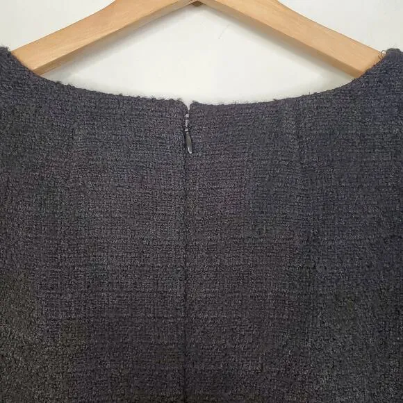 J Crew Sophia Mini Dress Maritime Tweed Black Sleeveless Classic Size 14 NWT