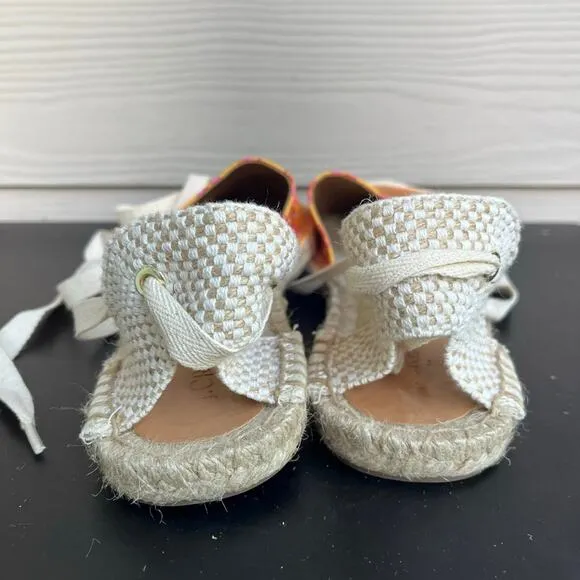 J. Crew Women's Printed Canvas Anke-Wrap Espadrilles Sz. 9 Style BH001
