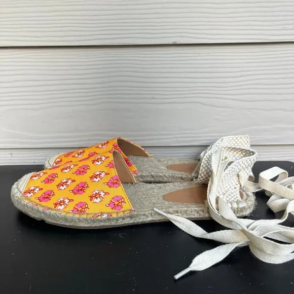 J. Crew Women's Printed Canvas Anke-Wrap Espadrilles Sz. 9 Style BH001