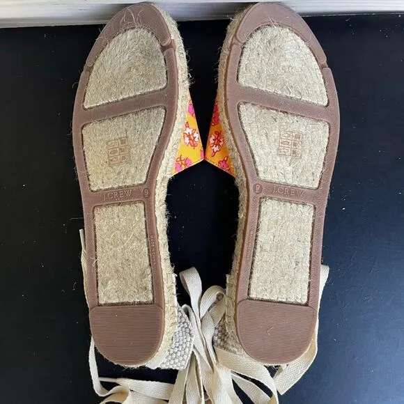J. Crew Women's Printed Canvas Anke-Wrap Espadrilles Sz. 9 Style BH001