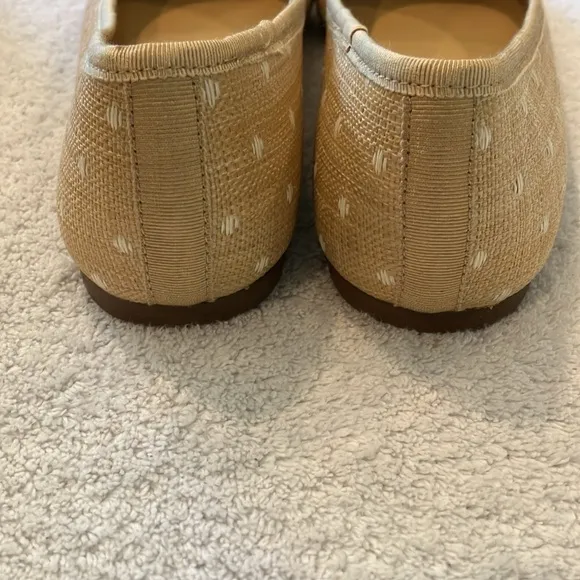 J Crew woven raffia polka dot ballet flats
