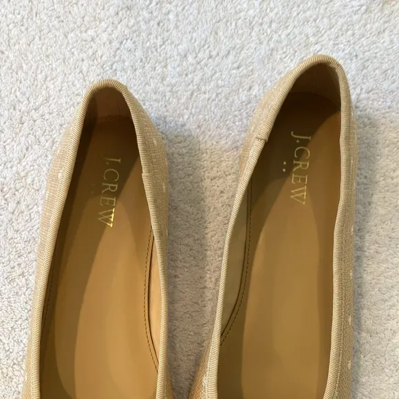 J Crew woven raffia polka dot ballet flats