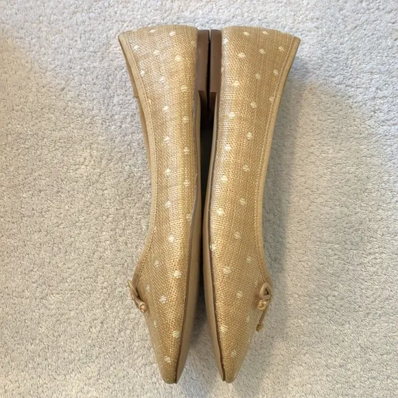 J Crew woven raffia polka dot ballet flats