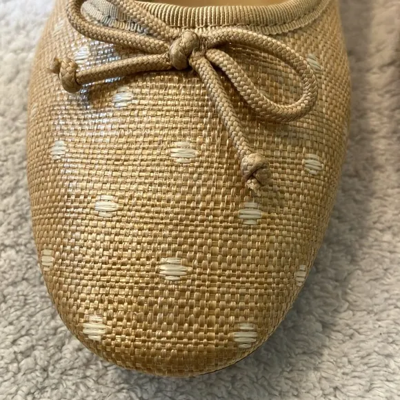 J Crew woven raffia polka dot ballet flats
