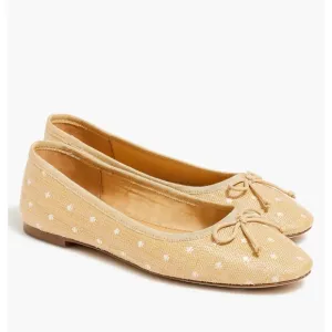 J Crew woven raffia polka dot ballet flats