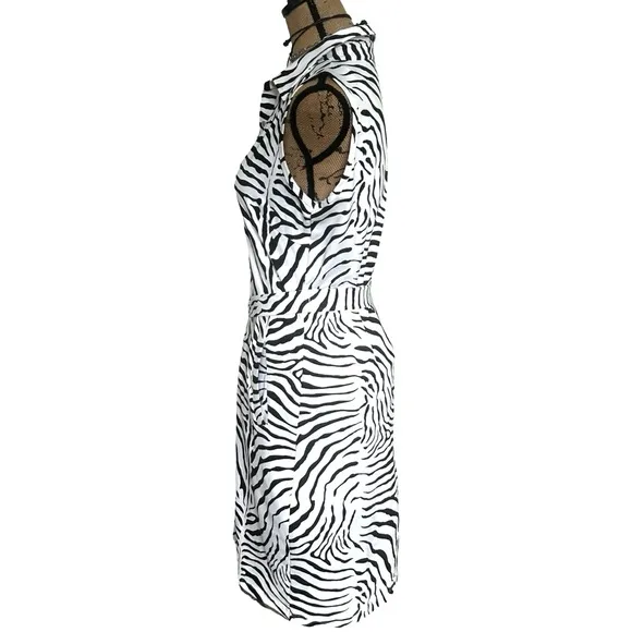 J. McLAUGHLIN women's Safari Zebra black &amp; white sleeveless shirt-dress - SIZE M