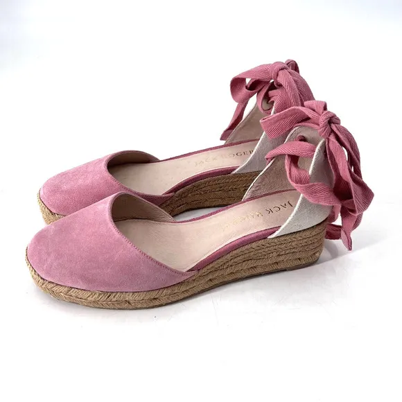 Jack Rogers Palmer Pink Ankle Wrap Espadrille Wedge Sandals