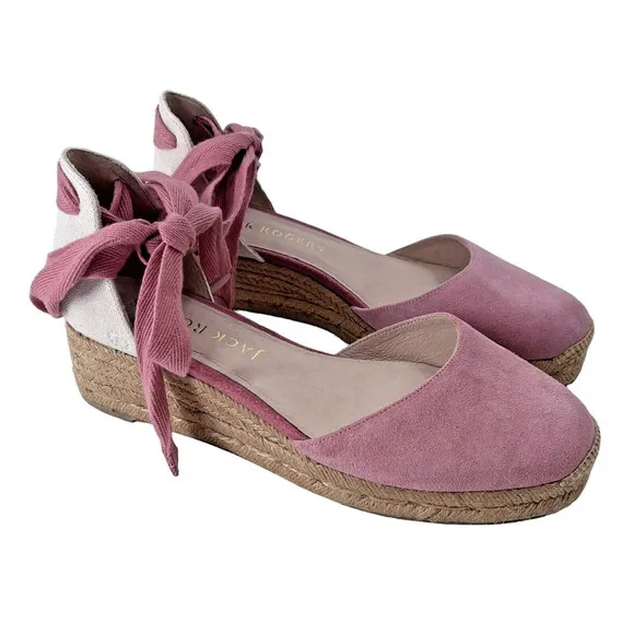 Jack Rogers Palmer Pink Ankle Wrap Espadrille Wedge Sandals