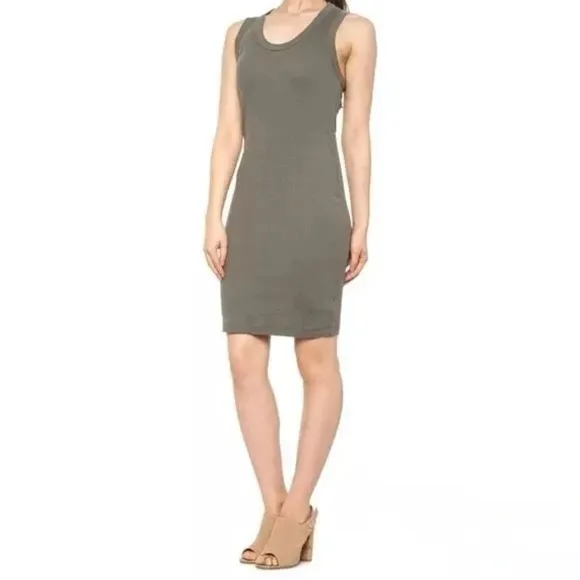 JAMES PERSE STANDARD Ribbed Knit Tank Mini Dress Cotton WNLC6617CU Size 3 LARGE