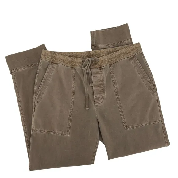 James Perse XL Heavy Jersey Utility Jogger Pants Brown Cotton Drawstring Casual