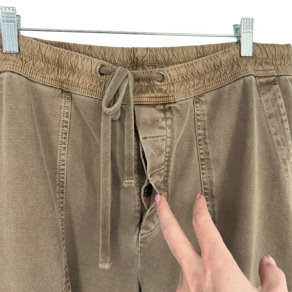 James Perse XL Heavy Jersey Utility Jogger Pants Brown Cotton Drawstring Casual