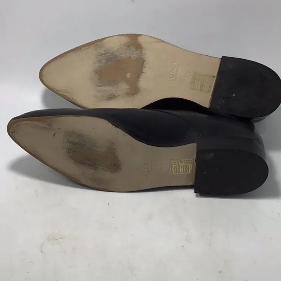 J.Crew Color lock Black White Leather Loafers 90s With Buckle Closure Size 6.5.