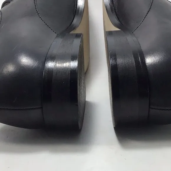 J.Crew Color lock Black White Leather Loafers 90s With Buckle Closure Size 6.5.
