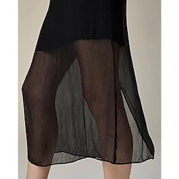 J.Crew Gwyneth Layered Slip Skirt in Crinkle Chiffon Black NWT XS