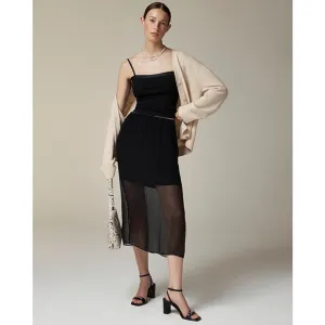 J.Crew Gwyneth Layered Slip Skirt in Crinkle Chiffon Black NWT XS