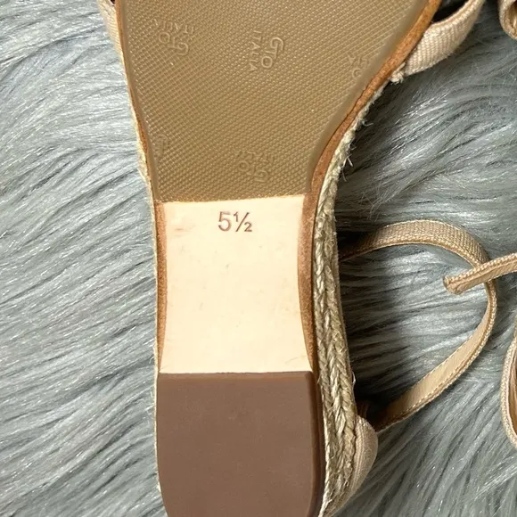 J.Crew Marina Mini-Wedge Cross Straps Espadrilles Cream Sandals Size 5 1/2