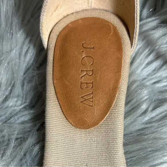 J.Crew Marina Mini-Wedge Cross Straps Espadrilles Cream Sandals Size 5 1/2