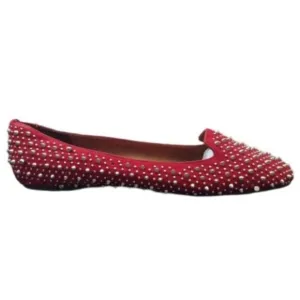 Jeffery Campbell MARTINI Loafers Red Suede Silver Studs  Size 11