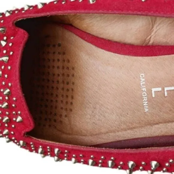 Jeffery Campbell MARTINI Loafers Red Suede Silver Studs  Size 11