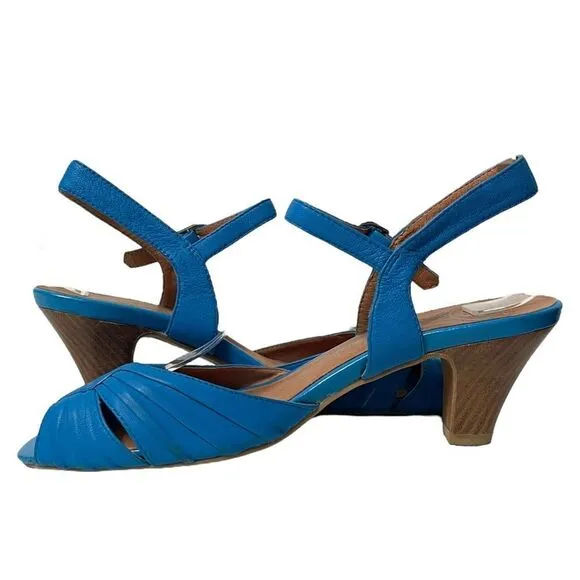 JEFFREY CAMPBELL Dime Blue Leather Sandals 8