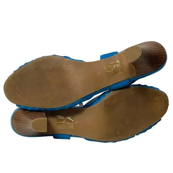 JEFFREY CAMPBELL Dime Blue Leather Sandals 8