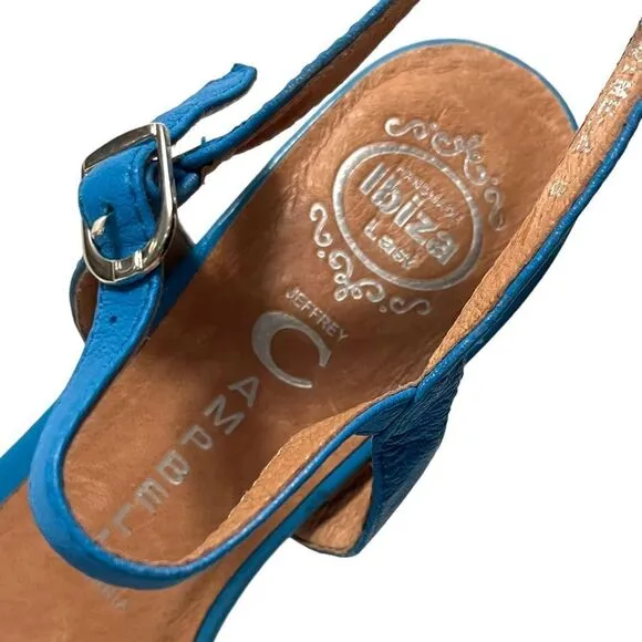 JEFFREY CAMPBELL Dime Blue Leather Sandals 8