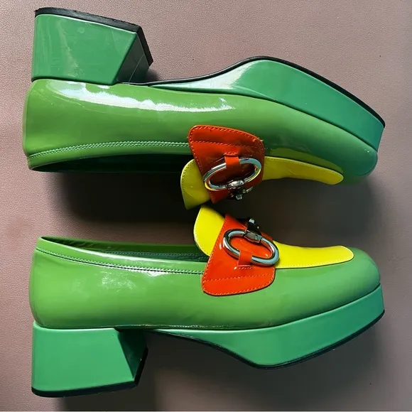 Jeffrey Campbell Green and Yellow Loafers
