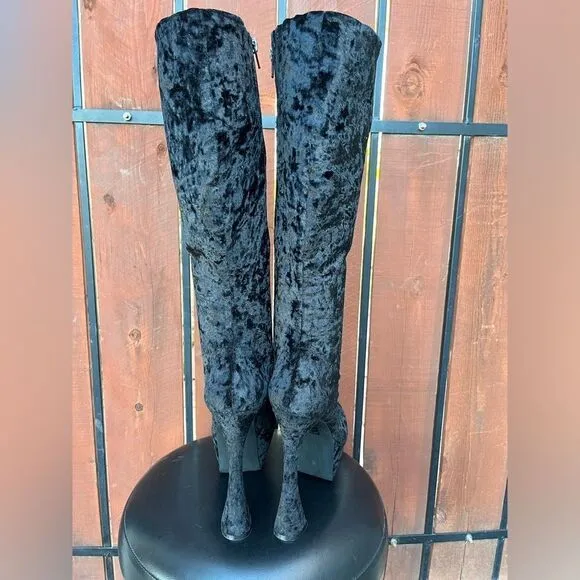 JEFFREY CAMPBELL Shego Knee High Platform Velvet Boots Size 9