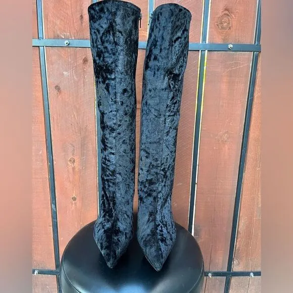 JEFFREY CAMPBELL Shego Knee High Platform Velvet Boots Size 9
