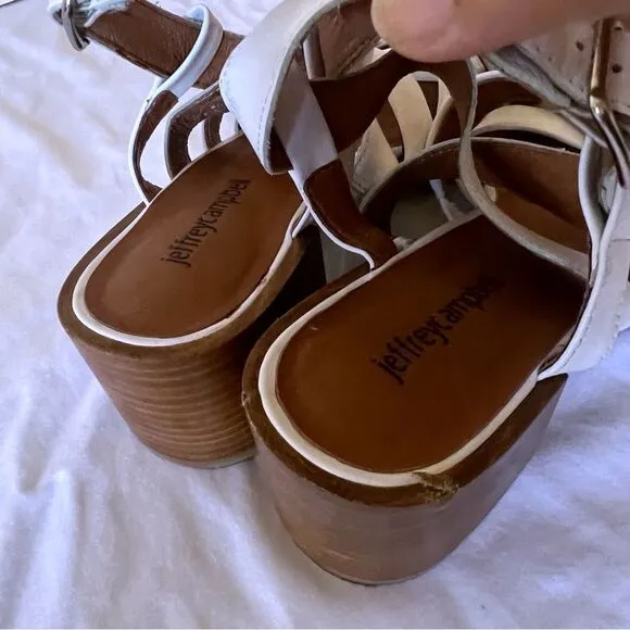 Jeffrey Campbell Strappy Block  Sandals  White SZ 8.5