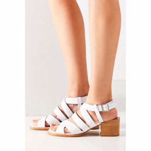 Jeffrey Campbell Strappy Block  Sandals  White SZ 8.5