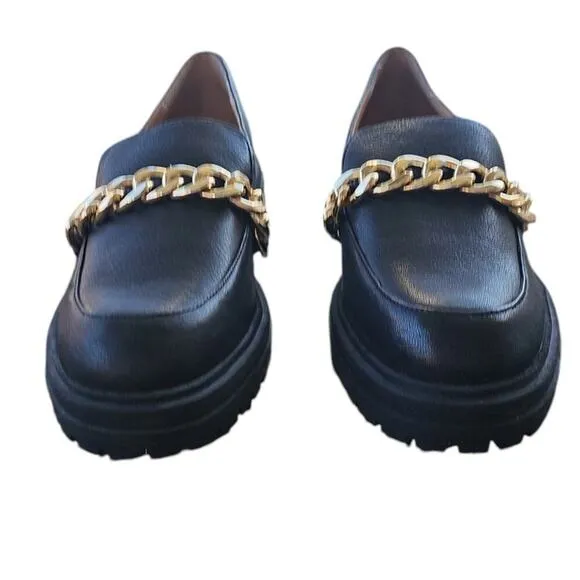 Jessica Simpson Disila Leather Slip-On Loafers Black Size 9