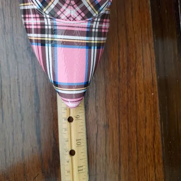 Jessica Simpson High Heel Ankle Boots Pink Plaid Size 6
