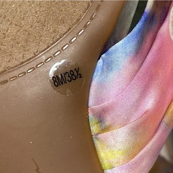 JESSICA SIMPSON NOELENE TIE DYE PEEP TOE ANKLE WRAP BLOCK HEEL SANDALS **NWOT**