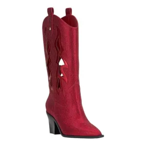 Jessica Simpson Women's Ginika Rhinestone Knee High Cowboy Boots Red Size 9
