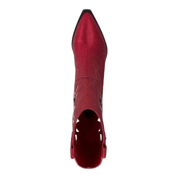 Jessica Simpson Women's Ginika Rhinestone Knee High Cowboy Boots Red Size 9