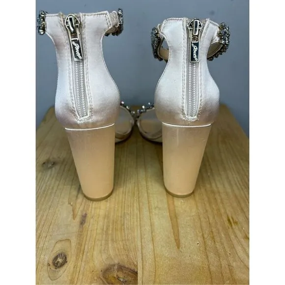 Jewel Badgley Mischka Women's Mayra Ankle Strap Sandals Beige Size 7.5