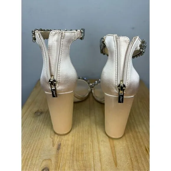 Jewel Badgley Mischka Women's Mayra Ankle Strap Sandals Beige Size 7.5