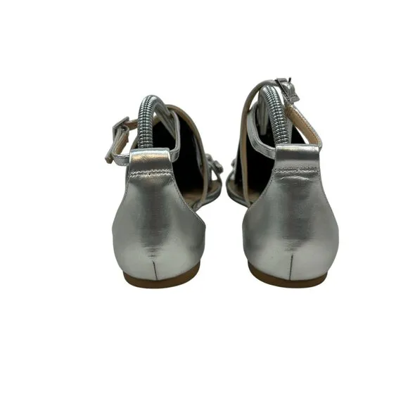 Jewel Badgley Mischka Womens Silver Embellished Sandals Size 7.5