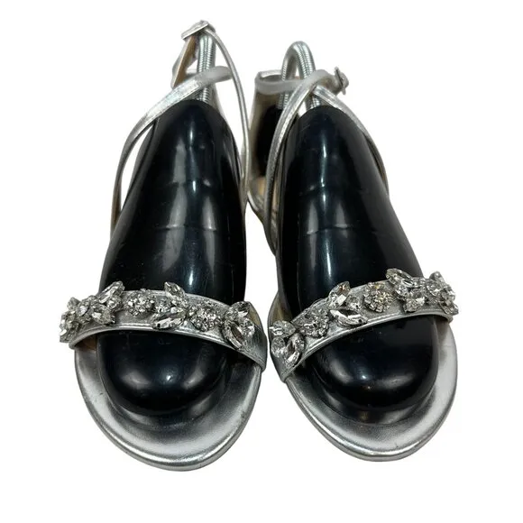 Jewel Badgley Mischka Womens Silver Embellished Sandals Size 7.5