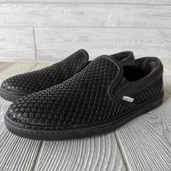 Jimmy Choo Groove Star Studded Slip-On Loafer Shoes Black Mens Size EUR 45 US 12