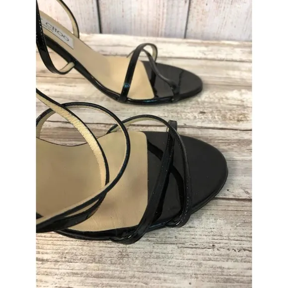 JIMMY CHOO Patent Leather Multistrap Sandals 37.5
