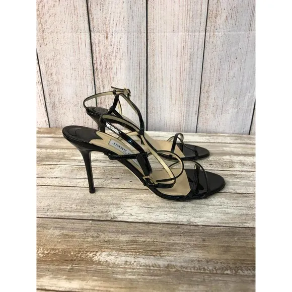 JIMMY CHOO Patent Leather Multistrap Sandals 37.5